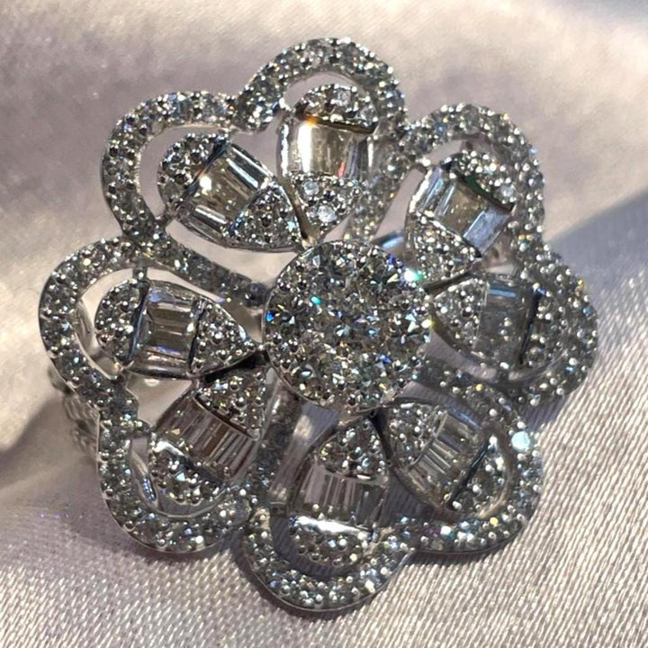 Baguette & Round Natural Diamond Statement Ring
