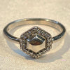 Dainty Hexagon Geometric Cluster Ring in Sterling Sterling