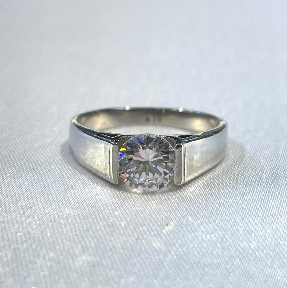 Cz Solitaire Men’s Engagement Ring in Sterling Silver Suvera Jewelery 925_Silver_Ring Dainty_Silver_Ring Diamond_Ring Engagement_Ring Gift_for_Him Handmade_Jewelry Men's_Ring Minimalist_Jewelry Personalized_Gift Promise_Ring Silver_Ring