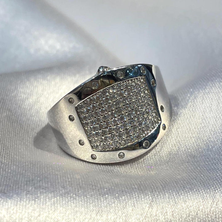 Richard Mille inspired Cz Studded Statement Ring in Sterling Silver Suvera Jewelery 925_Silver_Ring Anniversary_Ring Birthday_Gift Dainty_Silver_Ring Diamond_Cluster_Ring Diamond_Ring Everyday_Ring Fine_Jewelry Mens_Promise_Ring Mens_Ring