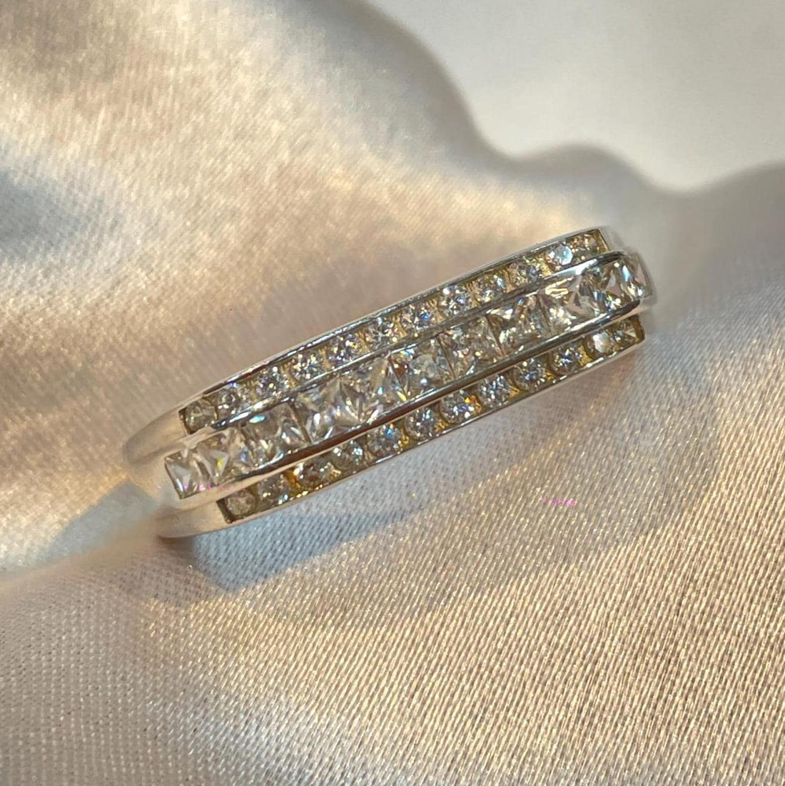 Eternity Prism Band Ring in Sterling Silver Suvera Jewelery 925_Silver_Ring Affordable_Gift Anniversary_Ring Birthday_Gift Channel_Set_Ring Chunky_Silver_Ring Delicate_Ring Fine_Jewelry Gift_for_Women Ring_for_Her Silver_Ring