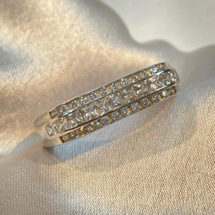 Eternity Prism Band Ring in Sterling Silver Suvera Jewelery 925_Silver_Ring Affordable_Gift Anniversary_Ring Birthday_Gift Channel_Set_Ring Chunky_Silver_Ring Delicate_Ring Fine_Jewelry Gift_for_Women Ring_for_Her Silver_Ring