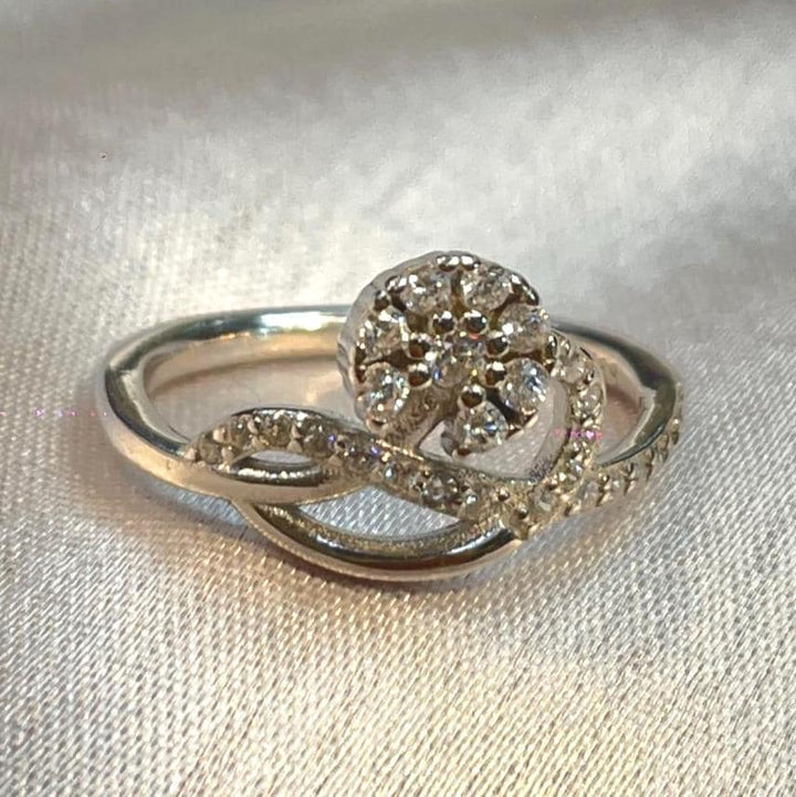 Dainty Cz Cluster Set Ring in Sterling Silver Suvera Jewelery 925_Silver_Ring birthday_gift Cocktail_Ring Curved_Wedding_Band dainty_silver_rings Diamond_Ring engagement_rings Gift_for_Her handmade_jewelry Minimalist_Ring Silver_Ring