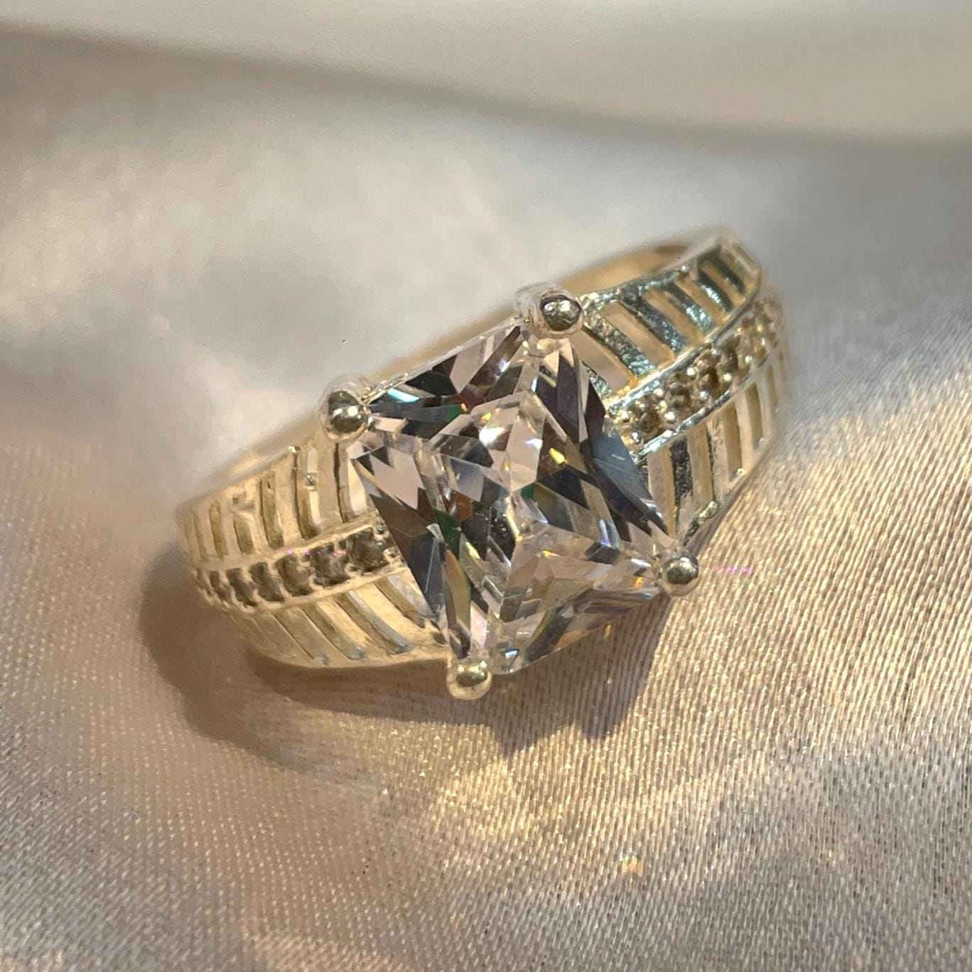 Luxury Statement Ring in Sterling Silver for Him Suvera Jewelery 925_Silver_Ring Dainty_Silver_Ring Diamond_Charm_Ring Diamond_Ring Engagement_Ring Gift_for_Him Men's_Ring Personalized_Gift Princes_Cut_Ring Promise_Ring Silver_Ring