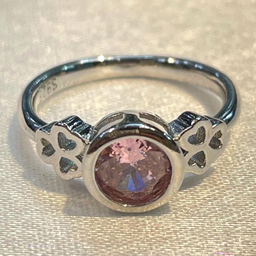 Pink Solitaire Engagement Ring in Sterling Silver Suvera Jewelery 925_Silver_Jewelry Anniversary_Gift Christmas_Gift CZ_Diamond_Band Dainty_Ring Delicate_Ring Engagement_Band Gift_For_Her Proposal_Band Silver_Ring Sterling_Silver_Ring