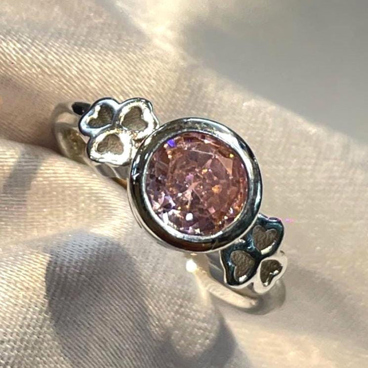 Pink Solitaire Engagement Ring in Sterling Silver Suvera Jewelery 925_Silver_Jewelry Anniversary_Gift Christmas_Gift CZ_Diamond_Band Dainty_Ring Delicate_Ring Engagement_Band Gift_For_Her Proposal_Band Silver_Ring Sterling_Silver_Ring