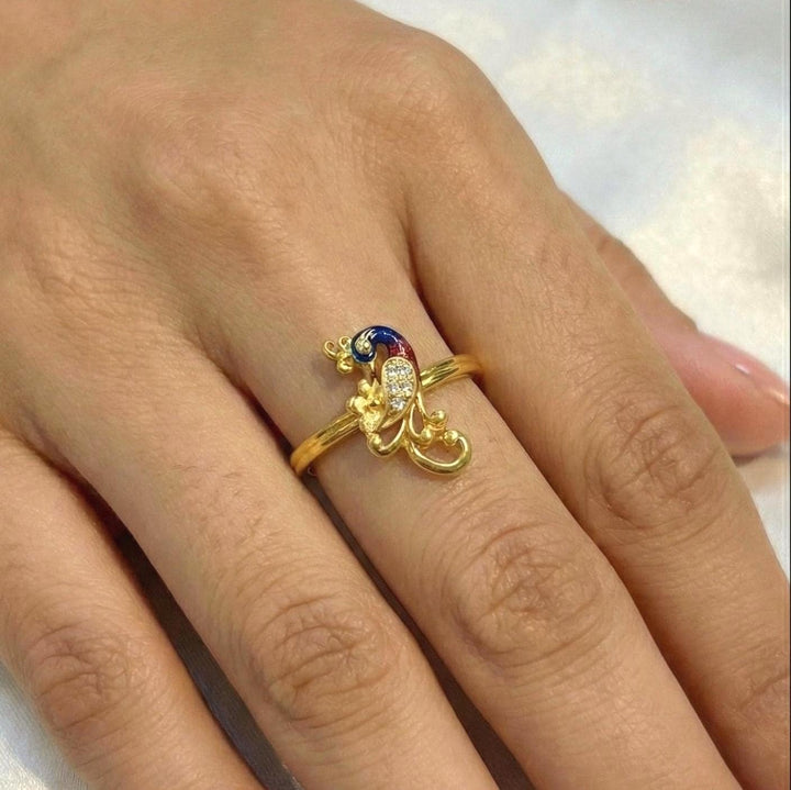 Royal Peacock Motif Diamond Gold Ring Suvera Jewelery 14k_Gold_Ring 18k_Gold_Ring Anniversary_Ring Birthday_Ring Christmas_Gift Chunky_Ring Diamond_Ring Engagement_Gift Gold_Ring Gold_Ring_Women Open_Wedding_Band Vintage_Gold_Ring Women's_Ring