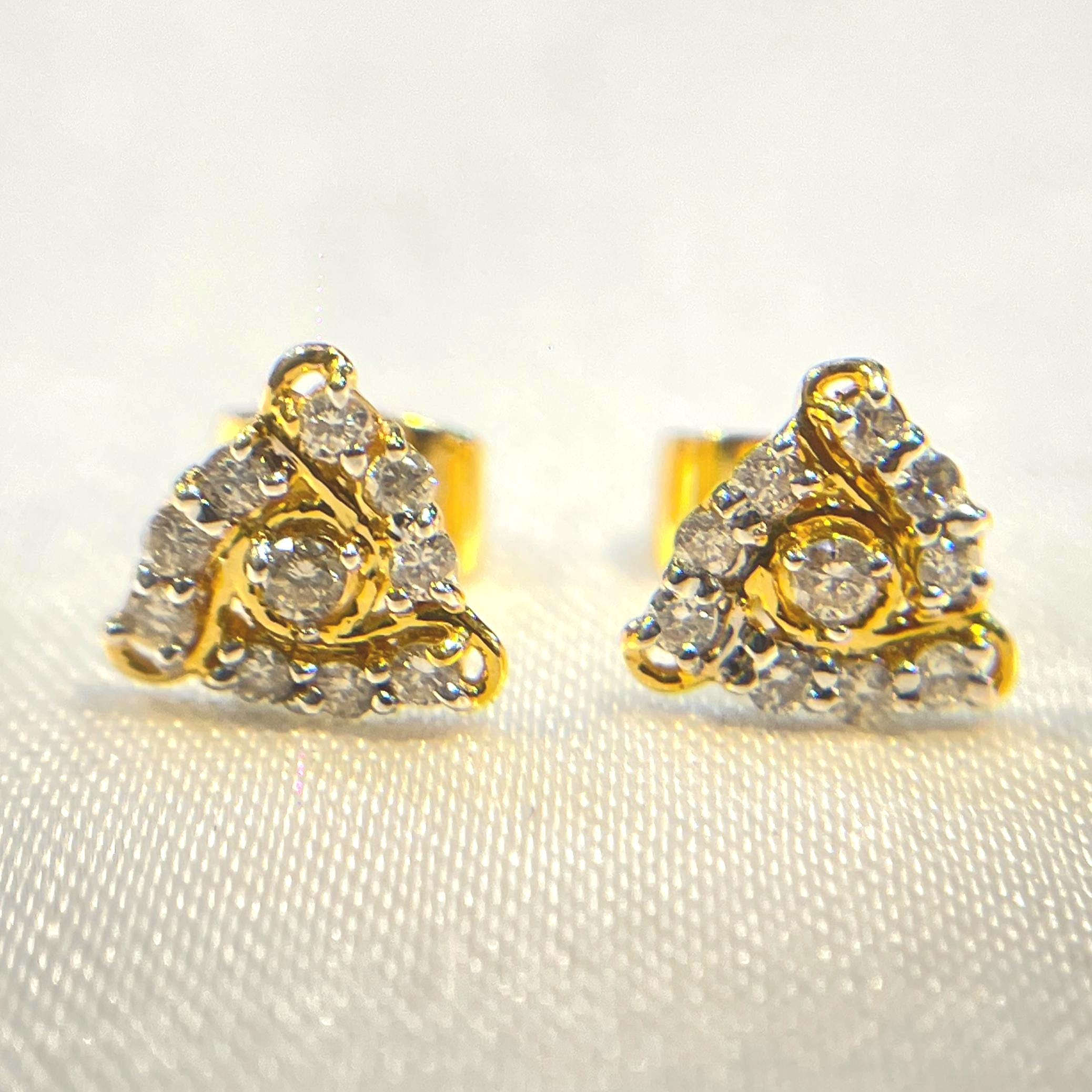 Triangular Swirl Diamond Stud Earrings Suvera Jewelery