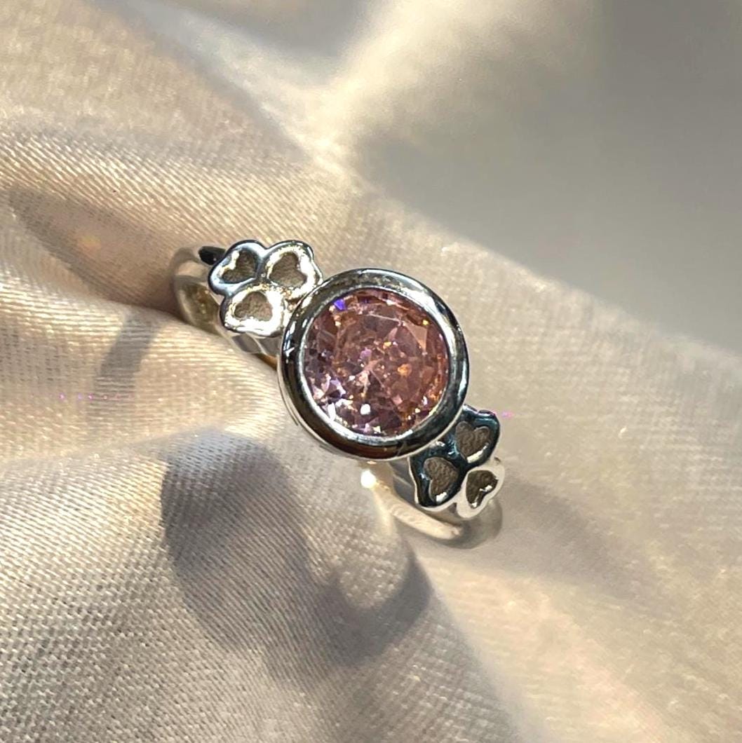 Pink Solitaire Engagement Ring in Sterling Silver Suvera Jewelery 925_Silver_Jewelry Anniversary_Gift Christmas_Gift CZ_Diamond_Band Dainty_Ring Delicate_Ring Engagement_Band Gift_For_Her Proposal_Band Silver_Ring Sterling_Silver_Ring