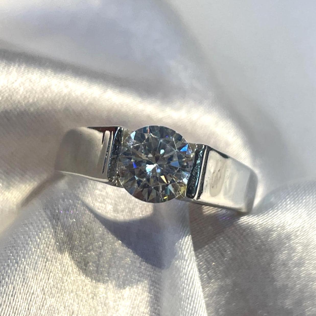 Cz Solitaire Men’s Engagement Ring in Sterling Silver Suvera Jewelery 925_Silver_Ring Dainty_Silver_Ring Diamond_Ring Engagement_Ring Gift_for_Him Handmade_Jewelry Men's_Ring Minimalist_Jewelry Personalized_Gift Promise_Ring Silver_Ring