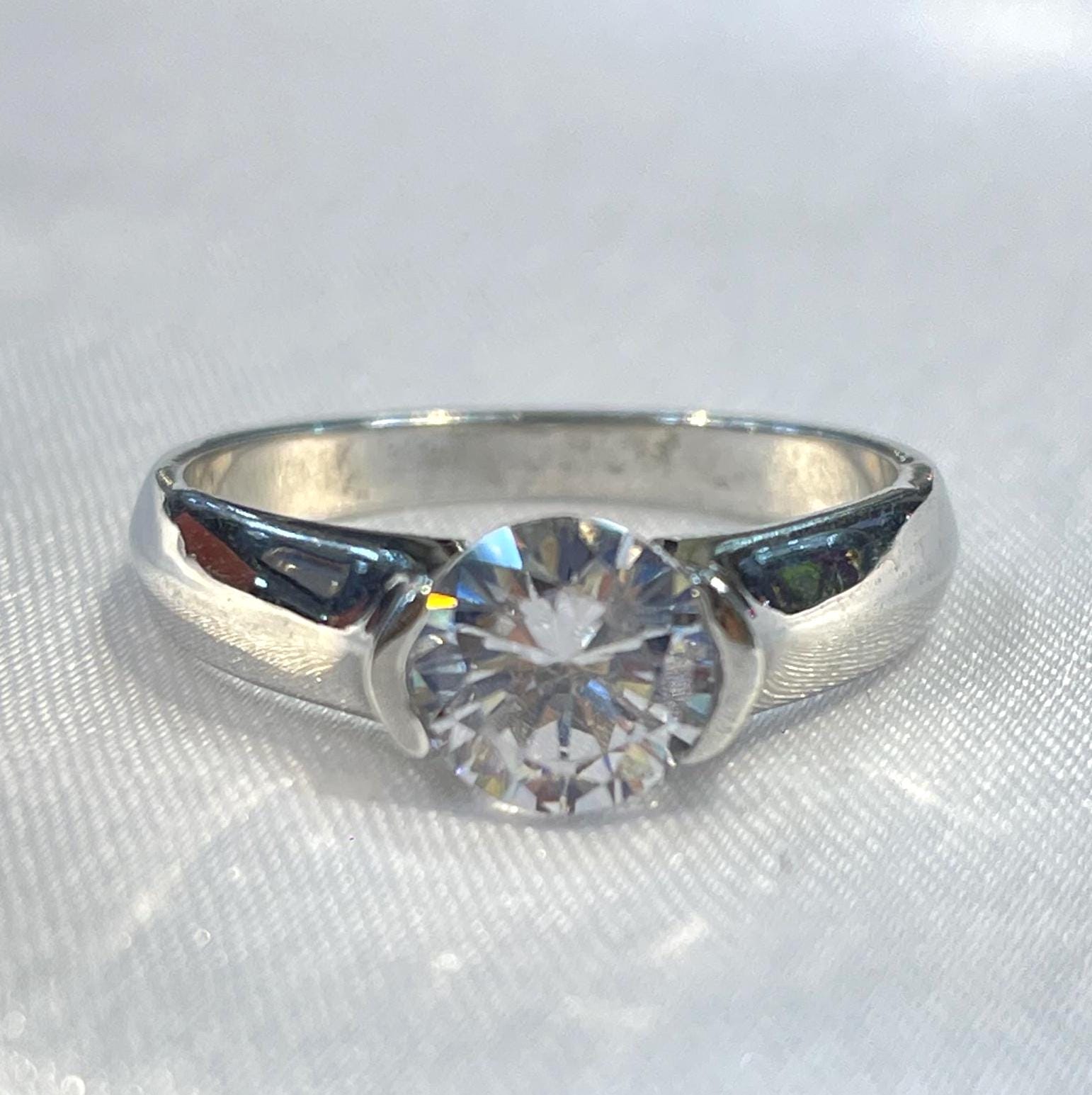 Cz Solitaire Men’s Bezel Set Engagement Ring in Sterling Silver Suvera Jewelery 925_Silver_Ring Dainty_Silver_Ring Diamond_Ring Engagement_Ring Gift_for_Him Handmade_Jewelry Men's_Ring Minimalist_Jewelry Personalized_Gift Promise_Ring