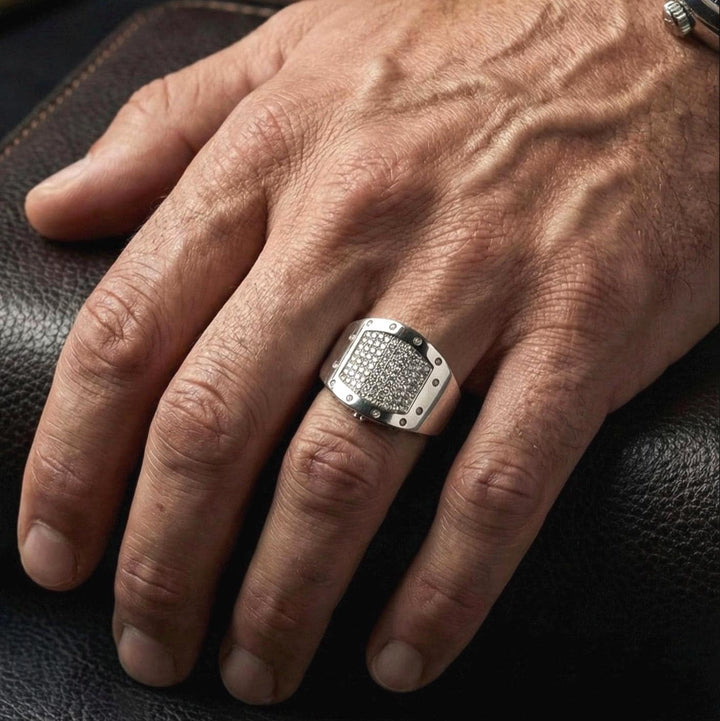 Richard Mille inspired Cz Studded Statement Ring in Sterling Silver Suvera Jewelery 925_Silver_Ring Anniversary_Ring Birthday_Gift Dainty_Silver_Ring Diamond_Cluster_Ring Diamond_Ring Everyday_Ring Fine_Jewelry Mens_Promise_Ring Mens_Ring
