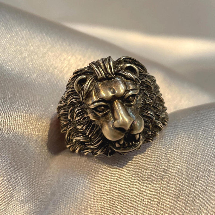 Wrath of the Lion A Heavy Sterling Silver Statement Ring Suvera Jewelery 925_Silver_Ring Art_Deco_Ring Birthday_Gift Everyday_Ring Fine_Jewelry Gift_for_Boyfriend Lion_Head_Ring Mens_Promise_Ring Mens_Ring Pave_Ring Push_Present