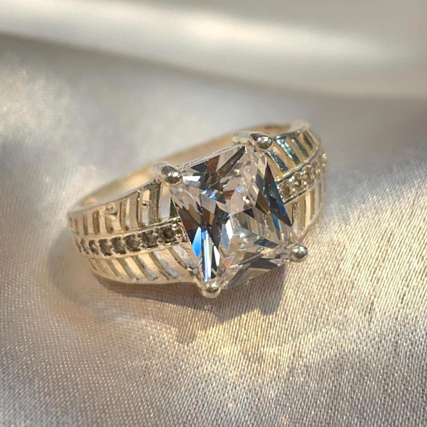Luxury Statement Ring in Sterling Silver for Him Suvera Jewelery 925_Silver_Ring Dainty_Silver_Ring Diamond_Charm_Ring Diamond_Ring Engagement_Ring Gift_for_Him Men's_Ring Personalized_Gift Princes_Cut_Ring Promise_Ring Silver_Ring