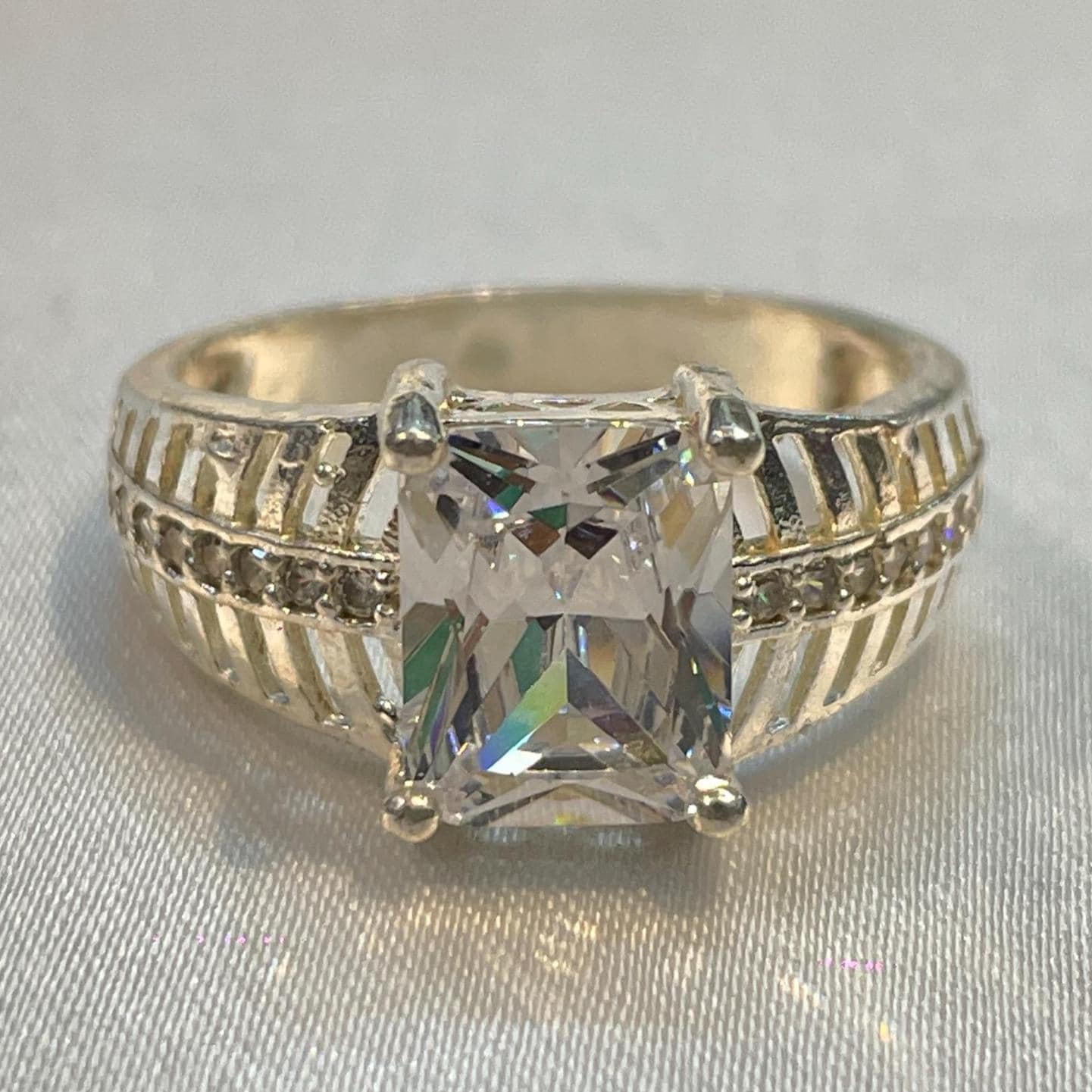 Luxury Statement Ring in Sterling Silver for Him Suvera Jewelery 925_Silver_Ring Dainty_Silver_Ring Diamond_Charm_Ring Diamond_Ring Engagement_Ring Gift_for_Him Men's_Ring Personalized_Gift Princes_Cut_Ring Promise_Ring Silver_Ring